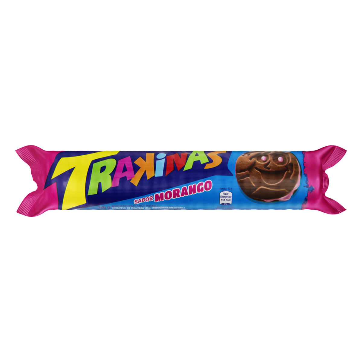 Trakinas Biscoito Recheio Morango 126g