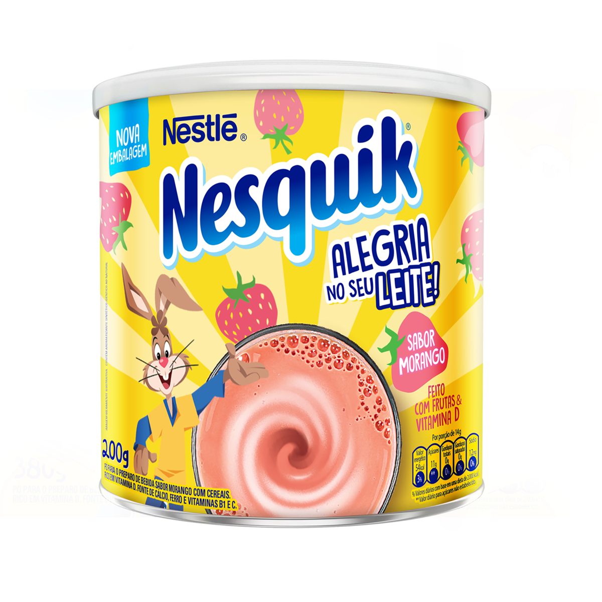 P Para Preparo De Bebida Morango Nesquik Lata 200g