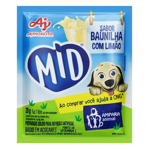 Refresco Em P Baunilha Com Limo Mid Pacote 20g