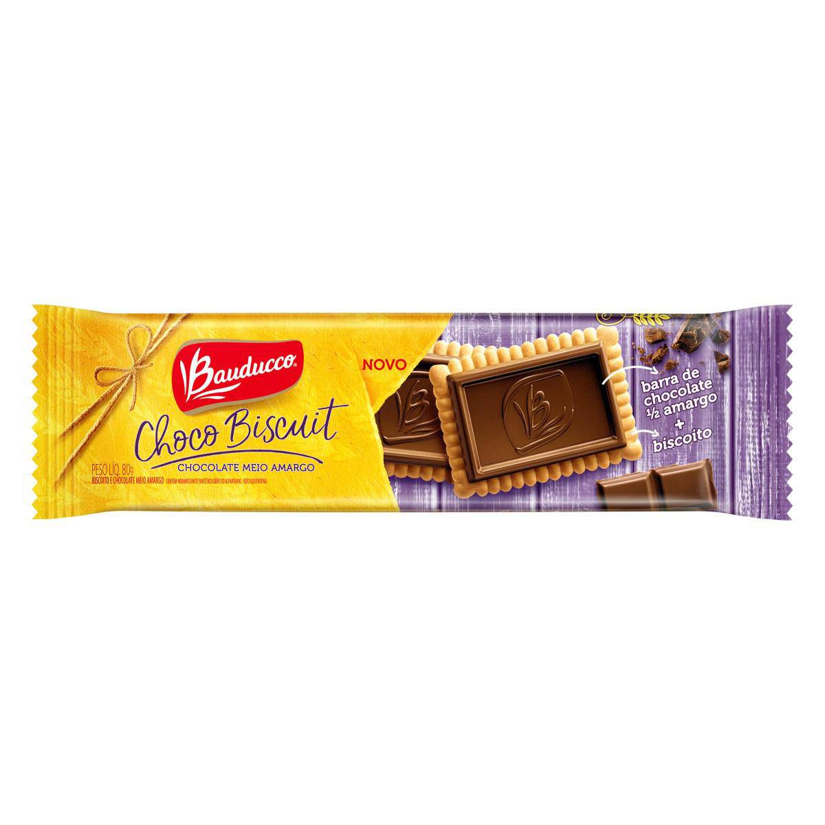 Bauducco Biscoito 80G Choco Biscuit Meio Amargo