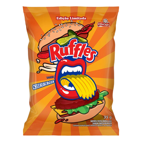 Batata Frita Ondulada Cheeseburger Elma Chips Ruffles Pacote 35g