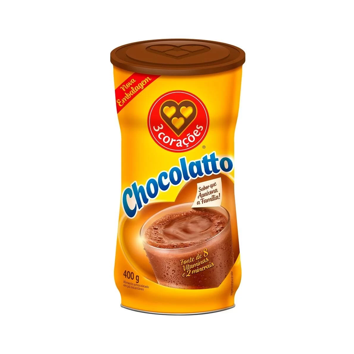 Achocolatado Em P Chocolatto 3 Coraes Lata 400g