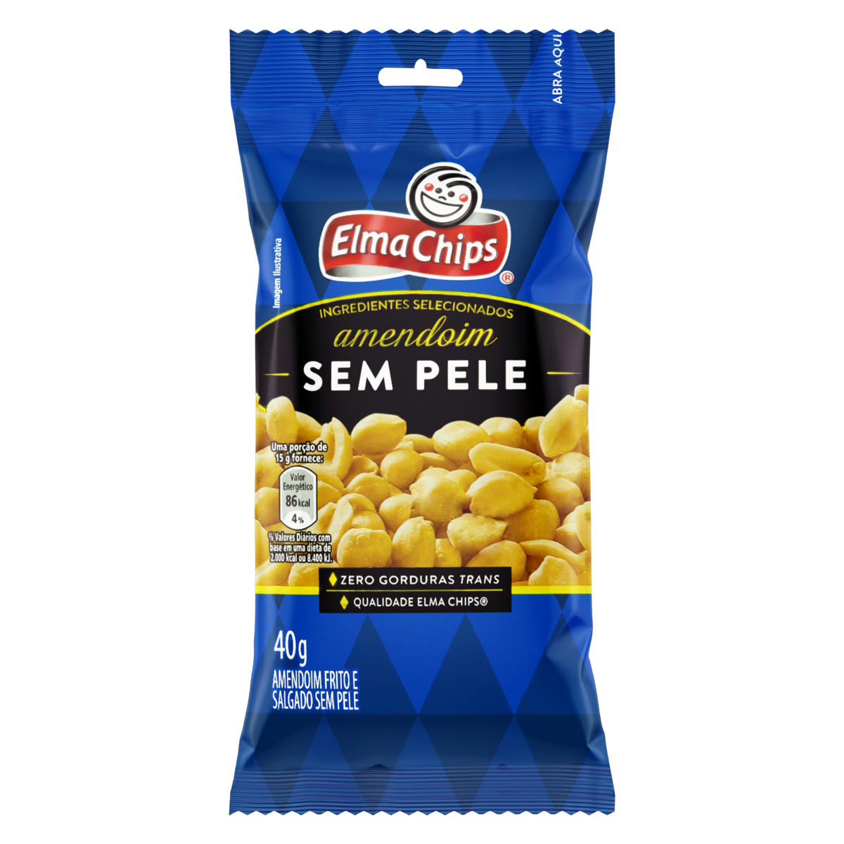 Elma Chips Amendoim Frito Salgado Sem Pele Pacote 40g