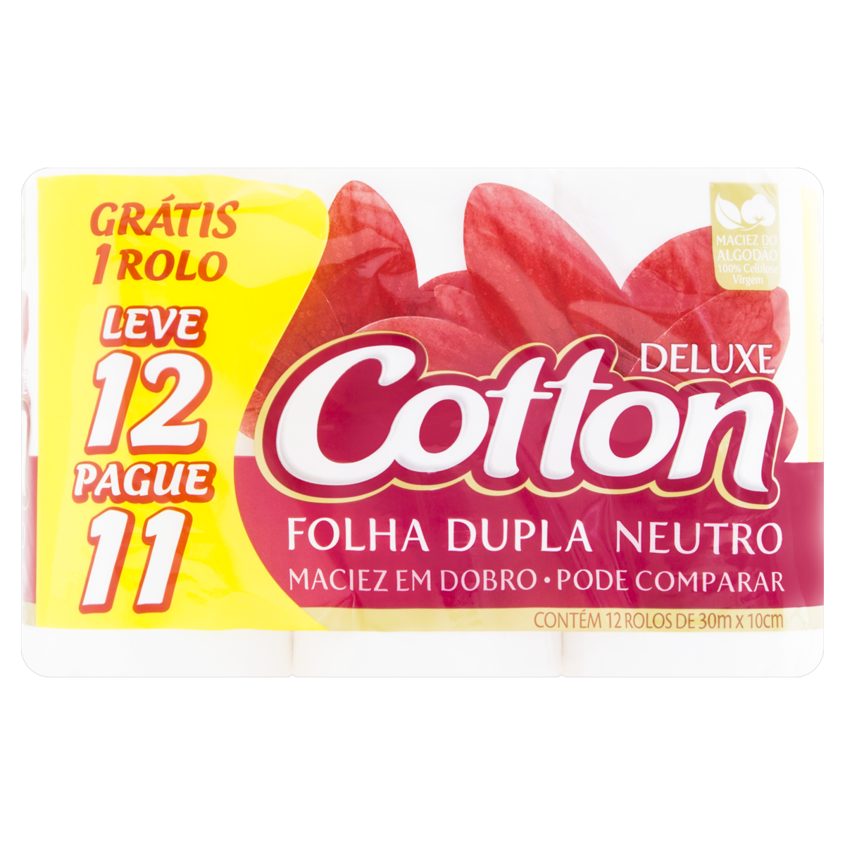 Softys Papel Higienico Neutro Folha Dupla Cotton 30m Leve 12 Pague 11