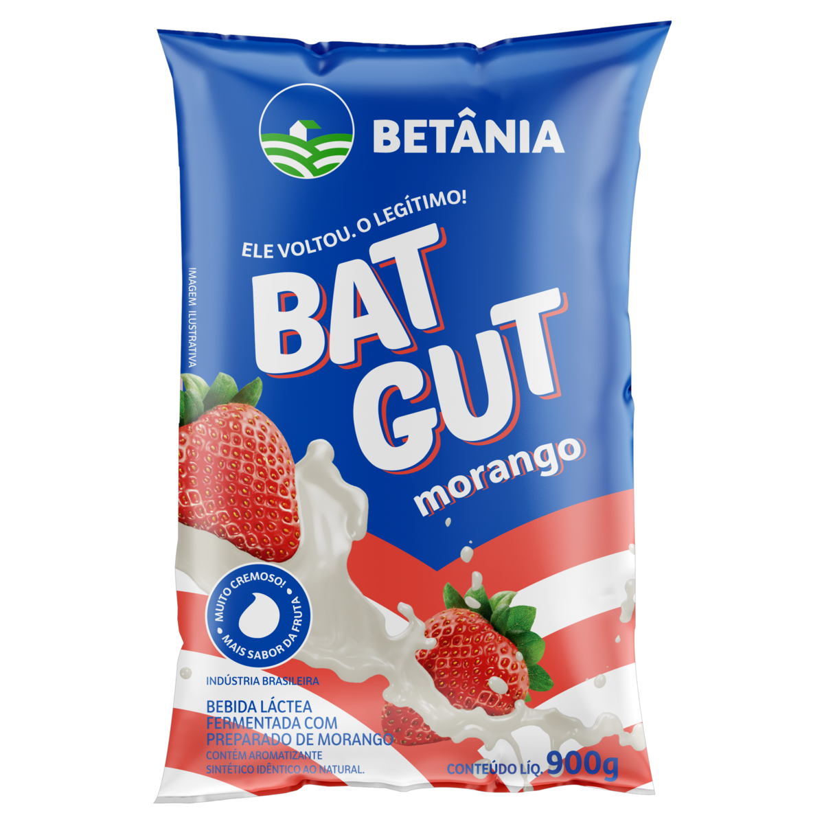 Bebida Lctea Fermentada Morango Betnia Bat Gut Pacote 900g