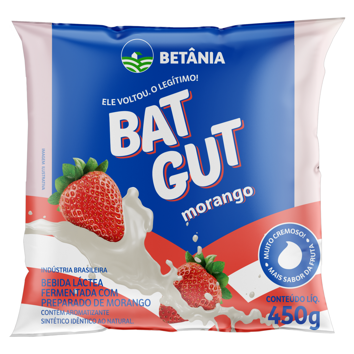 Betania Bebida Lctea Fermentada Morango Betnia Bat Gut Pacote 450g