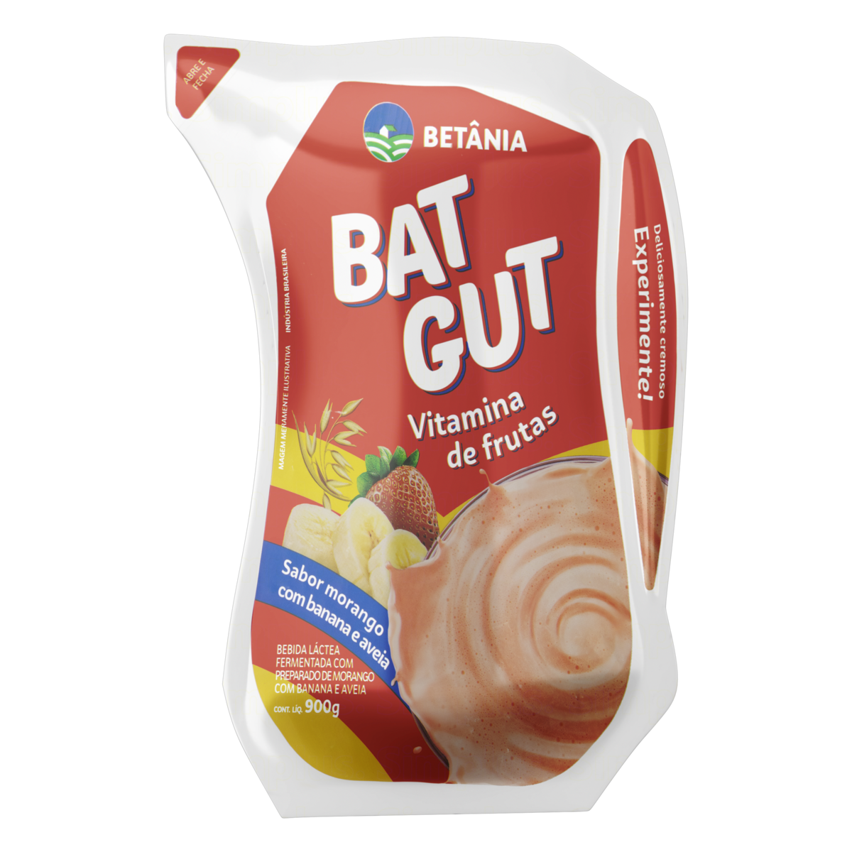 Betnia Iogurte Vitamina De Morango Com Banana E Aveia Bat Gut Pouch 900g