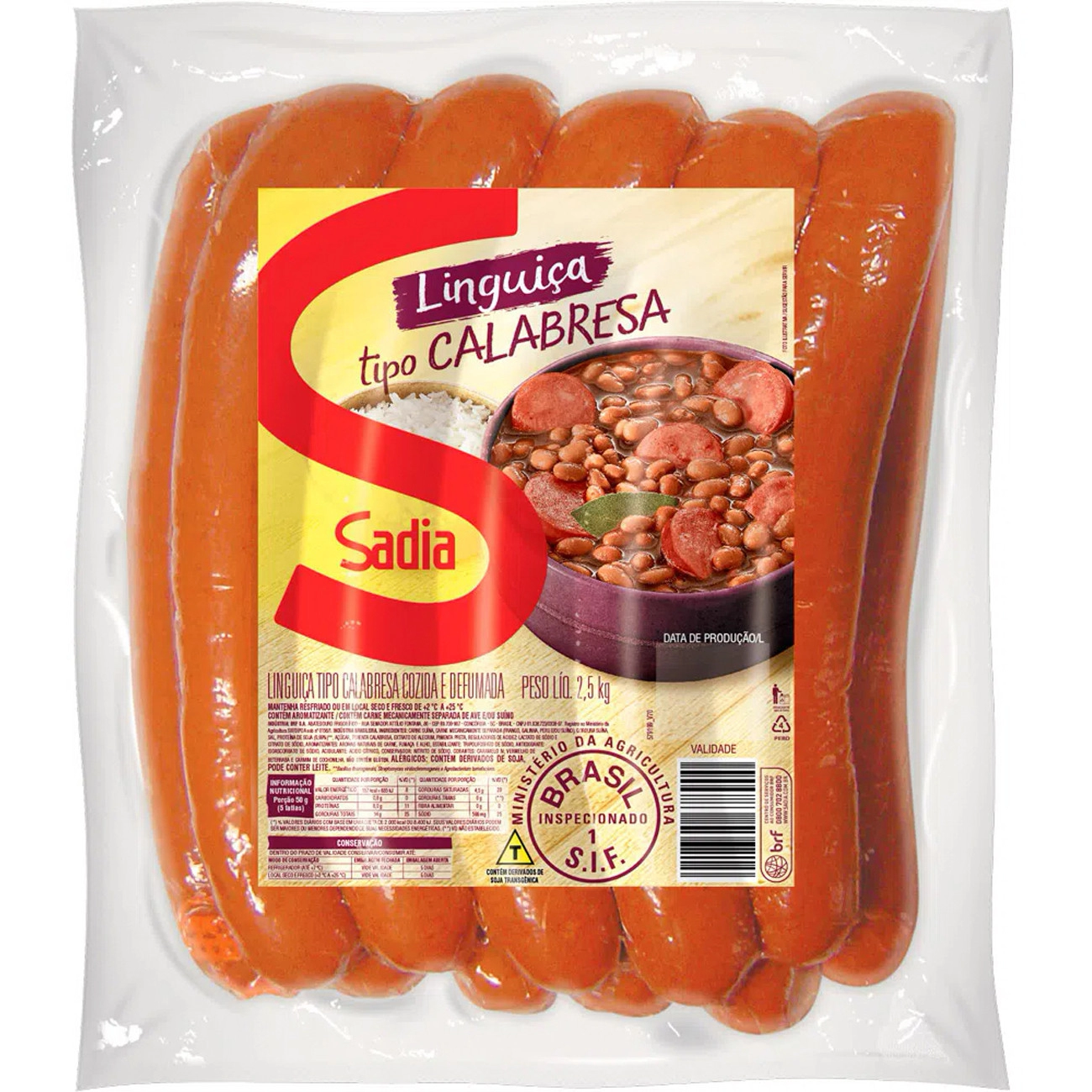 Sadia Linguica Calabresa 2,5kg 6