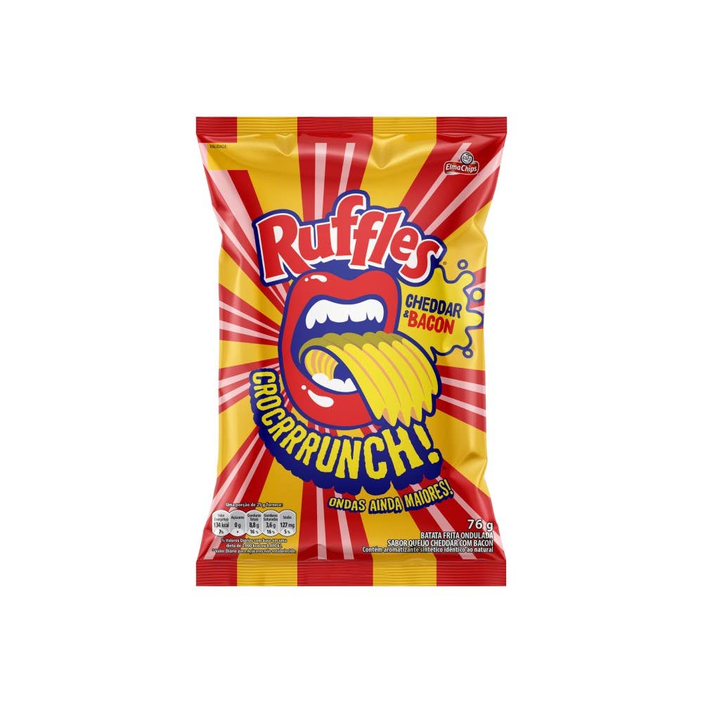 Elma Chips Batata Ruffles Cheddar/Bacon Pc 76g