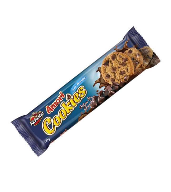 Richester Cookies De Vainilla Con Chips De Chocolate Con Leche AMORI Display Con 12 Paquetes De 60g 