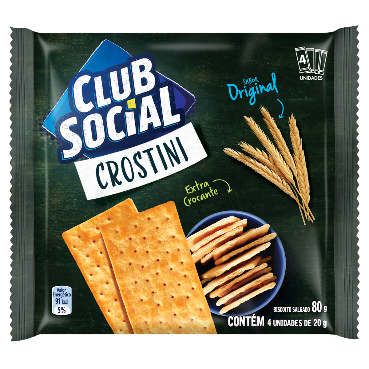 Club Social Biscoito Salgado Crostini Original 80g