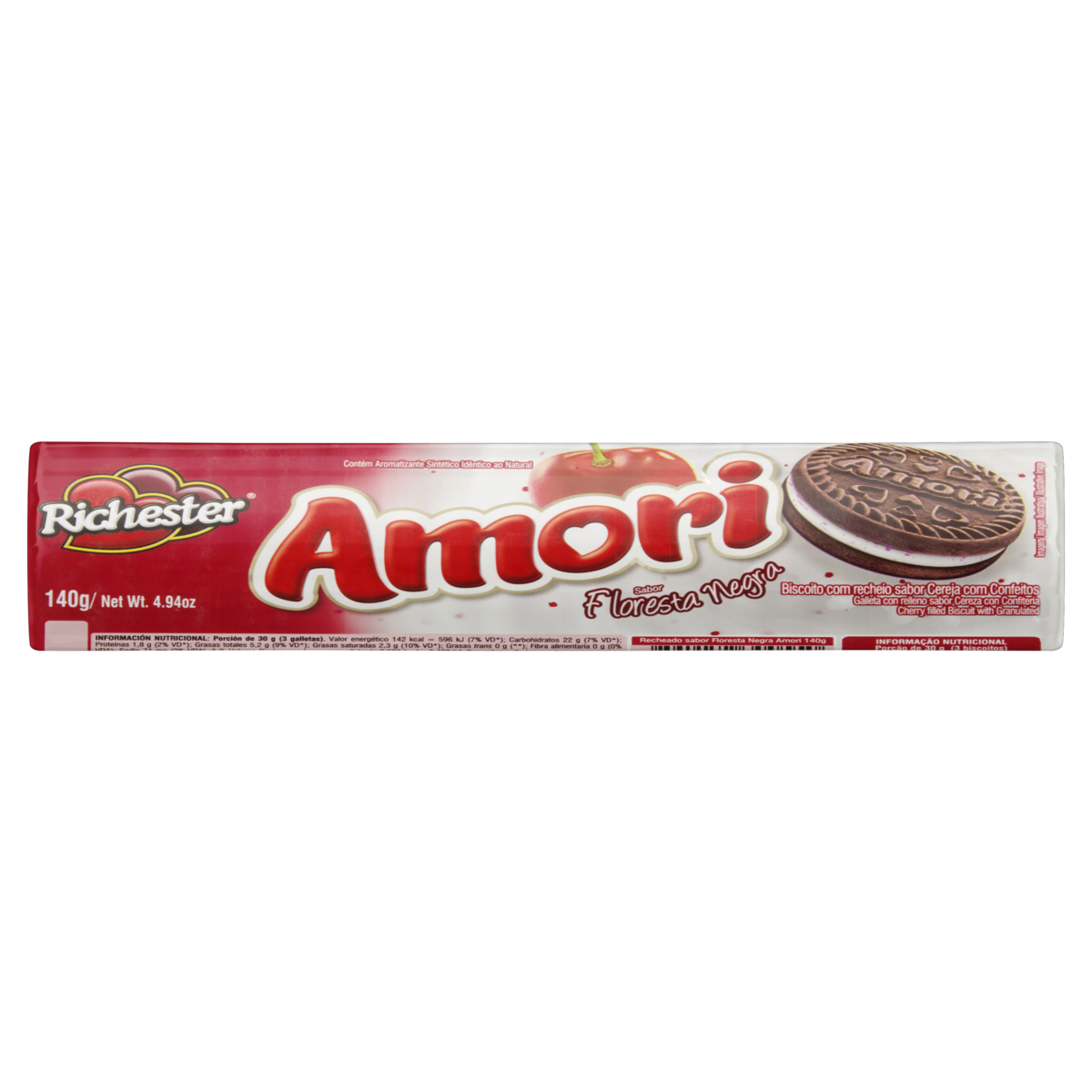 Biscoito Recheio Floresta Negra Richester Amori Pacote 140g