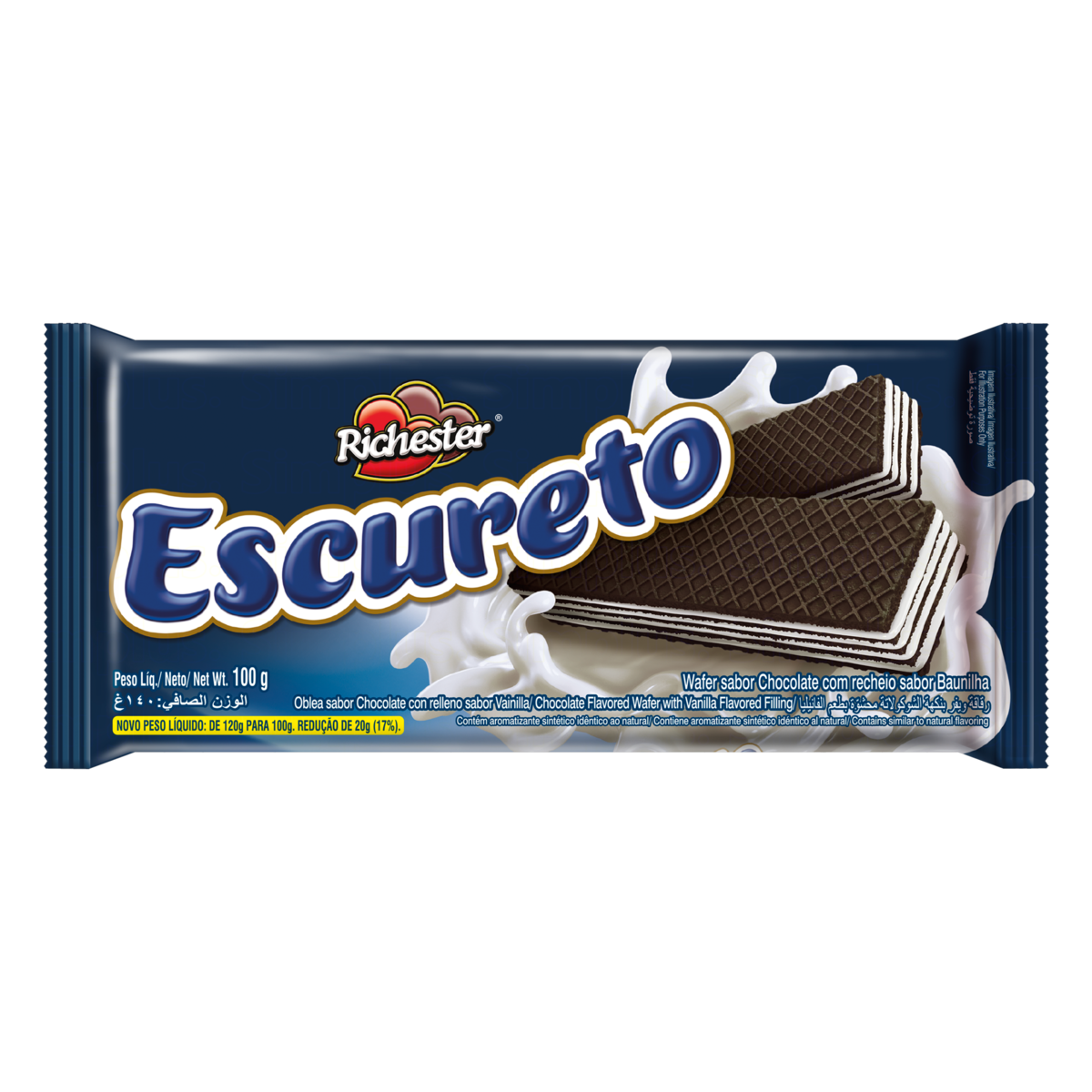 Biscoito Richester Wafer 100g Escureto Baulinha