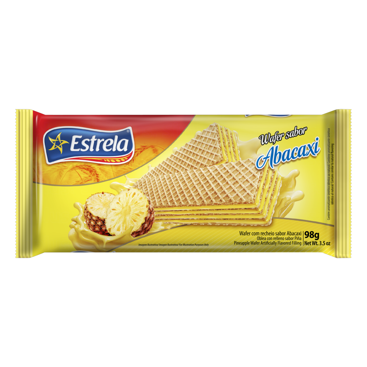 Biscoito Wafer Recheio Abacaxi Estrela Pacote 98g