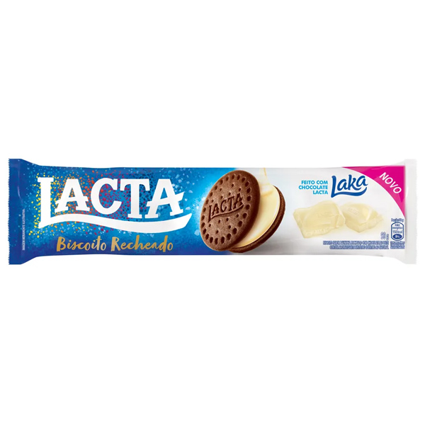 Lacta Biscoito Recheado Chocolate Branco Laka Pacote 90g