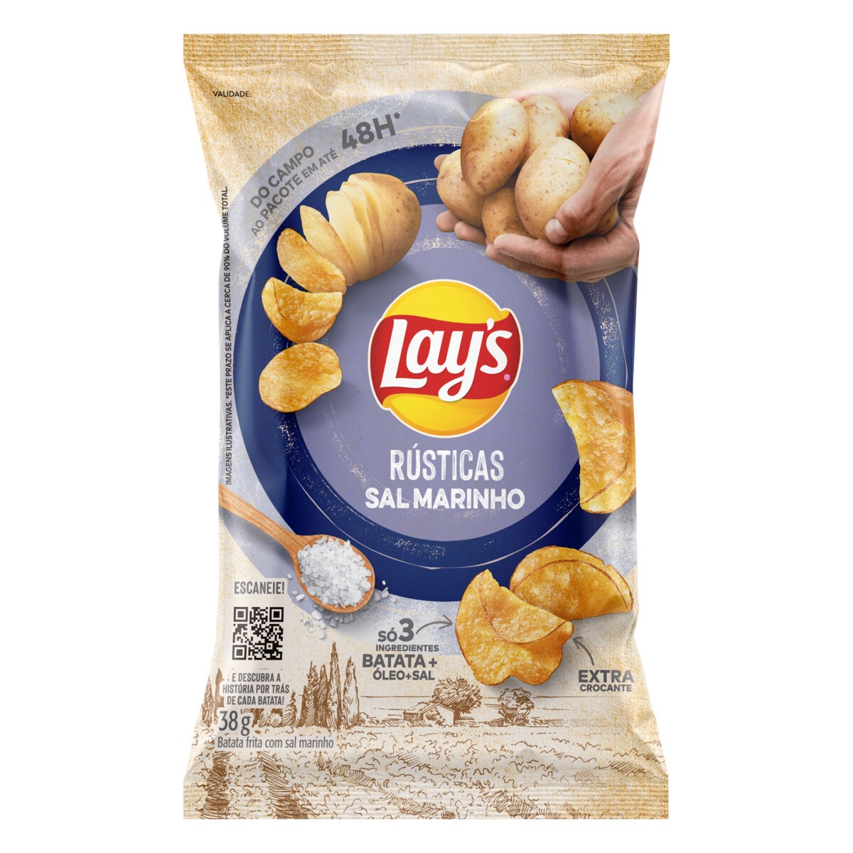 Elma Chips Batata Lays Rstica Sal Marinho 38g