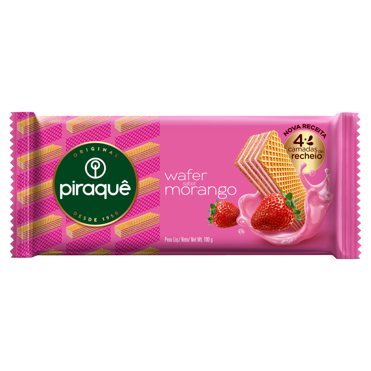 Biscoito Piraque Wafer 160g Morango