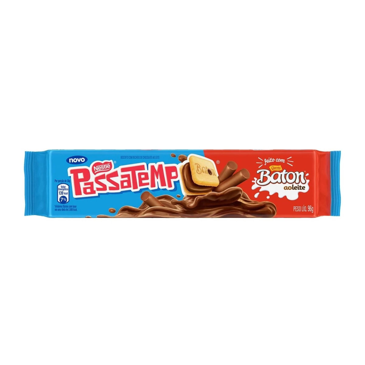 Nestl Biscoito Passatempo Recheado Chocolate Baton Pacote 96g