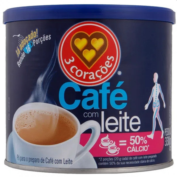 3 Coracoes Cafe Con Leche 330g