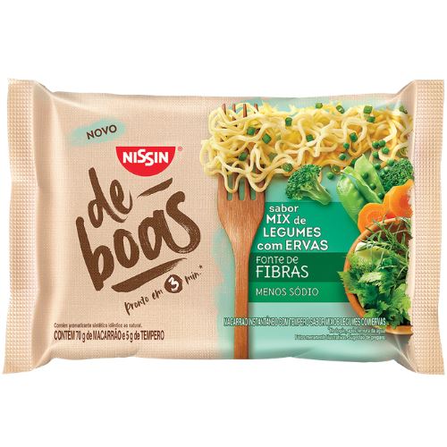 Nissin Lamen Macarro De Boas Legumes C/ Ervas 75g