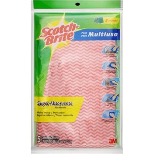 3M Pano Multiuso Rosa Scotch-Brite Com 5 Unidades