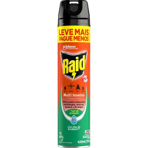 Scjohnson Inseticida Raid Multi-insetos Aerossol Eucalipto Leve Mais Pague Menos 420ml