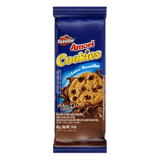 Cookies Rich Amori C/Gotas Choc 40g Baunilha