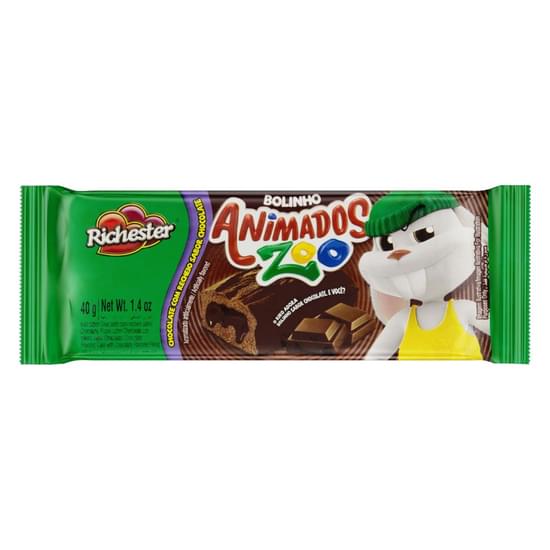 Bolo Richester Animados Zoo 40g Chocolate C/Chocolate