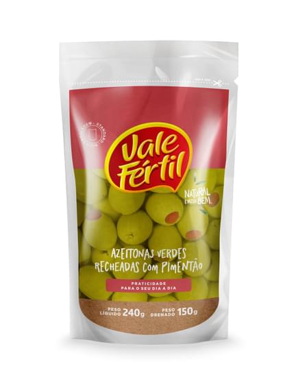 Azeitona Verde Vale Fertil 150g Doypack C/ Pimentao