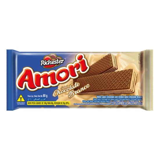 Biscoito Richester Wafer Amori 80g Chocolate Branco