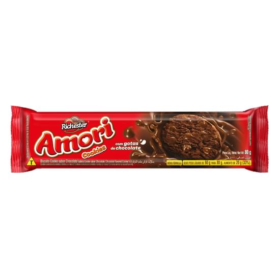 Biscoitos Richester Coockie 80g Chocolate C/ Gotas De Chocolate