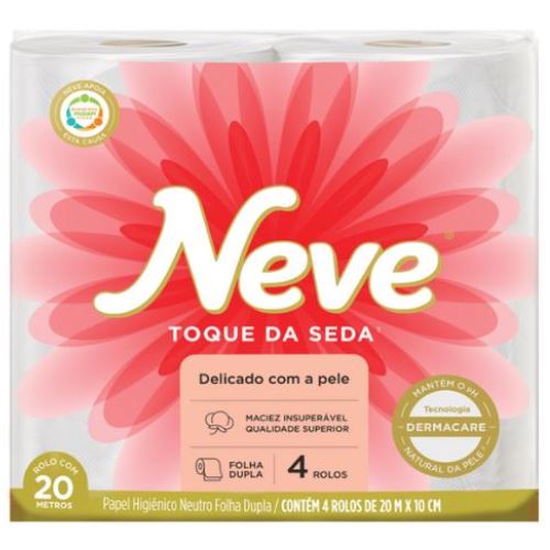 Neve Papel Higinico Neutro Toque De Seda Folha Dupla 20m Com 4 Und