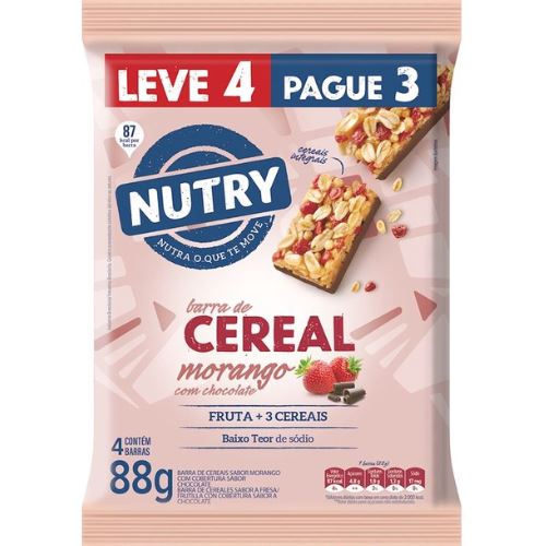 Nutrimental Barra De Cereal Nutry Morango Chocolate L4p3 22g