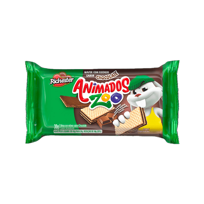 Richester Biscoito Wafer Animados Zoo 30g Chocolate