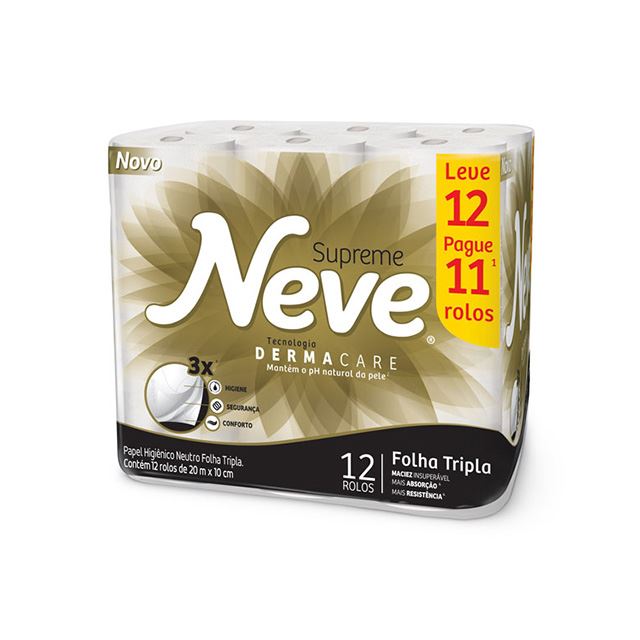 Neve Papel Higinico Folha Tripla Supreme Leve 12 Pague 11