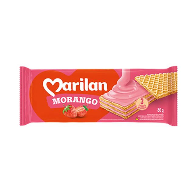 Marilan Biscoito Wafer Morango 80g