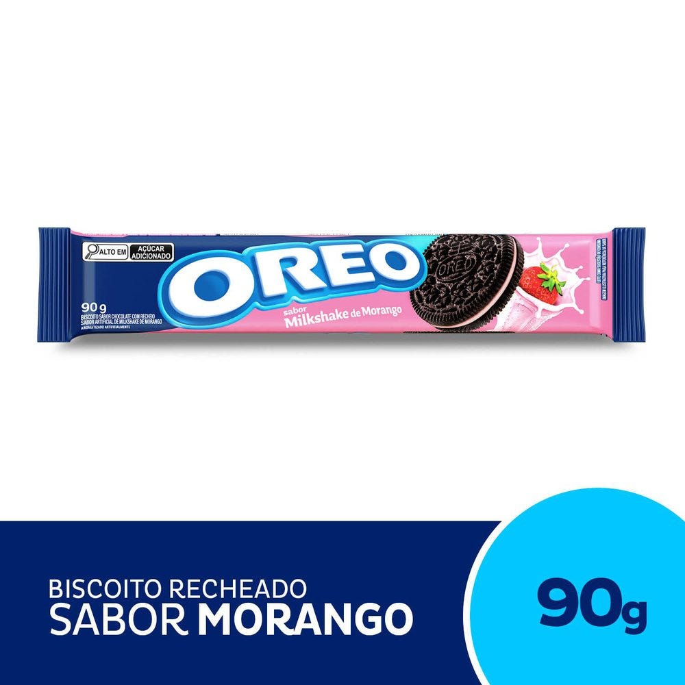 Oreo Biscoito Chocolate Recheio Milkshake De Morango Pacote 90g