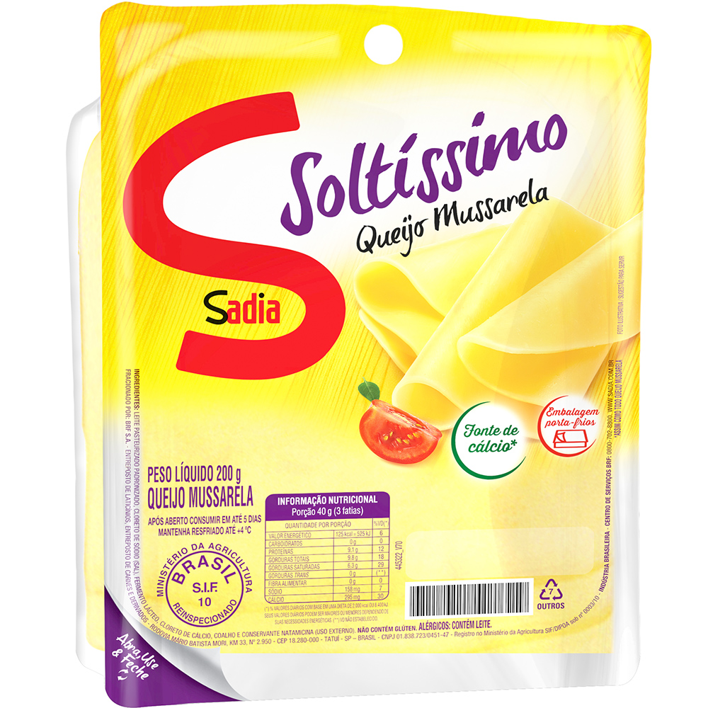 Queijo Mussarela Sadia Soltssimo 200g