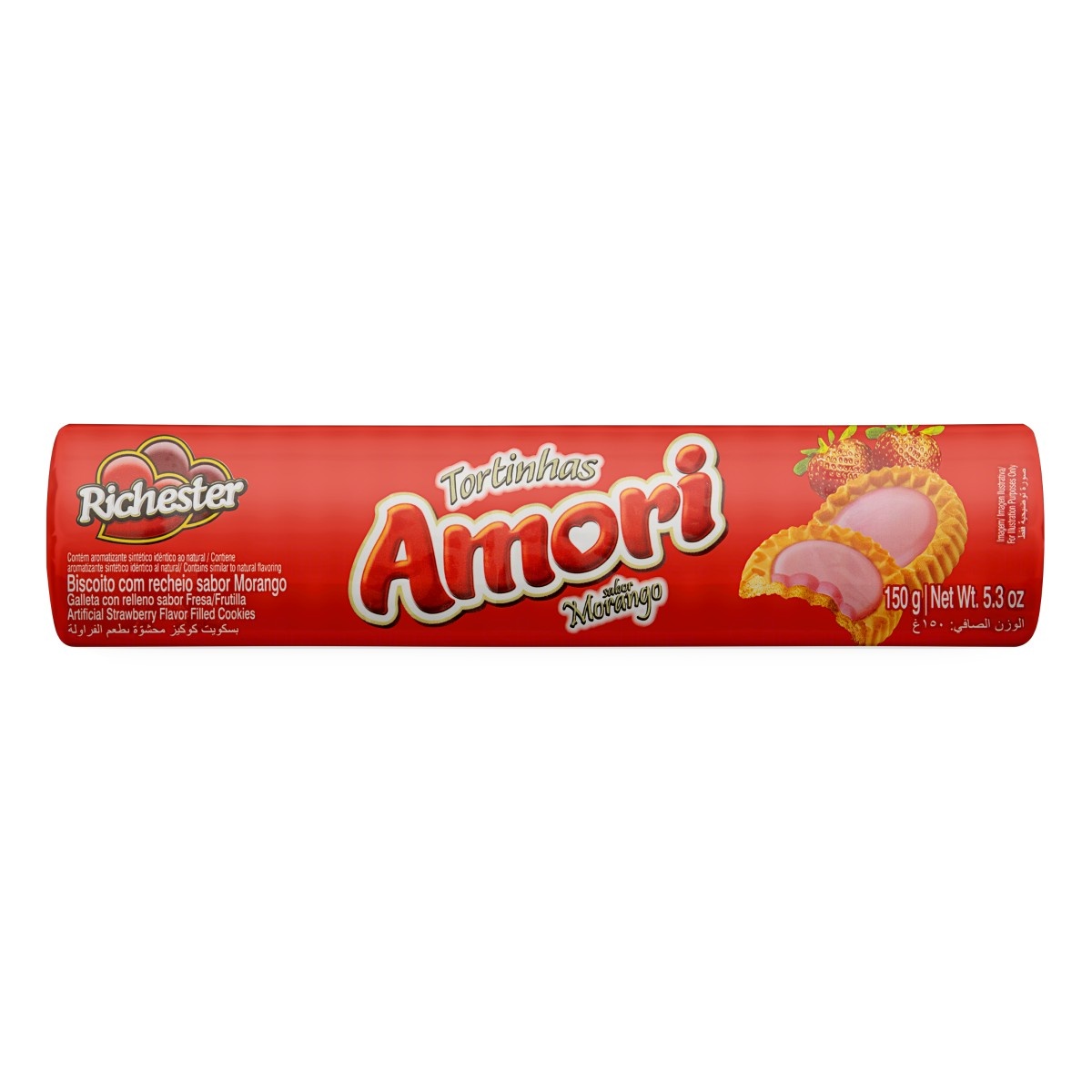 Biscoito Richester Tortinha 140g Amori Morango